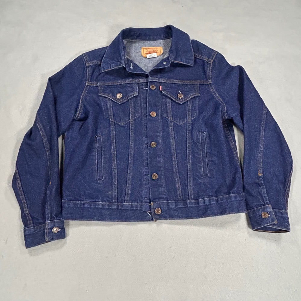 VTG 80s Levis 76581-0214 Type 3 Dark Wash Denim Trucker Jacket USA L